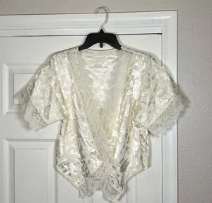 Chaqueta de cama vintage Victoria's Secret nupcial etiqueta dorada corona años 70 encaje satinado - Imagen 1 de 9