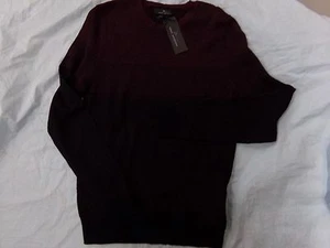 Mens Sz S Marc Anthony Burgundy Lightweight Merino Wool & Cashmere Blend Sweater - Picture 1 of 2