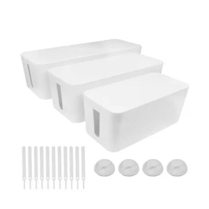 Cable Management Box Set 3 Size Cable Organizer Box to Hide Wires Power Strip... - Picture 1 of 9