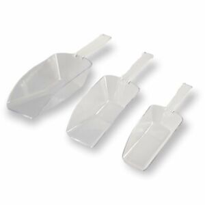 3 Piece Nesting Clear Plastic Kitchen Scoop Set - Cereal Oatmeal Coffee Candy