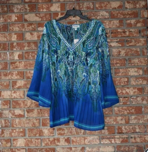 Dressbarn Multicolored 3/4 Length Sleeves Top Size 2X NWT - Picture 1 of 3