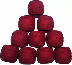 Rote Rose Baumwolle gehäkelt Faden merzerisiert Stricken Stickerei Garn Kugel kastanienbraun - Bild 1 von 4