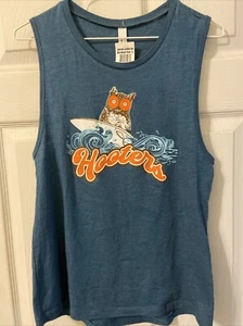 NWT! Official HOOTERS Ridin' The Wave DEEP TEAL Tank TOP / TEE / SHIRT ~ Large - Picture 1 of 5