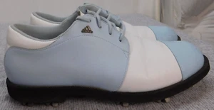 adidas Golf Shoes Men's 7.5 Light Blue White Saddle Soft Spikes 039784 - Picture 1 of 9