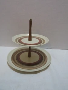 VTG MCM 2 TIER MELMAC SERVING DISH W/TEAK HANDLE 1950'S/60'S - Picture 1 of 4