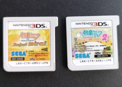 Hatsune Miku Project mirai 1 y 2 Set Nintendo 3DS Región Bloqueado Cartucho solamente Foto 1 de 4