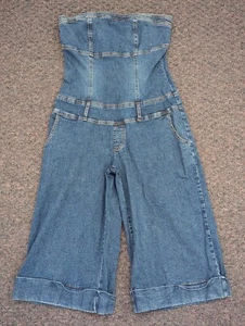 Hot Kiss Denim Boho Pierna Ancha Mono Corto Western Vaquera Y2K Tubo Grande - Imagen 1 de 13