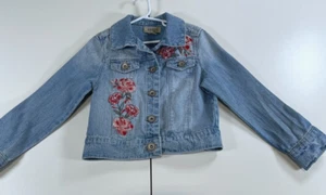 Squeeze Embroidered Flower Denim Jean Jacket Light Wash Little Girls Sz S (7) - Picture 1 of 8