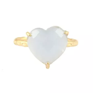 Lite Blue Chalcedony Chekar Cut Gold Plated Prong Set Adjustable Ring Gemstone - Picture 1 of 3