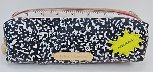 Betsey Johnson Composition-Ruler Pencil Case Clutch Black & White - Priceless - Picture 1 of 8