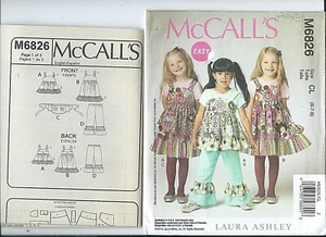 M 6826 sewing pattern Laura Ashley TOP DRESS APRON PANTS sew Darling sizes 6,7,8 - Picture 1 of 1