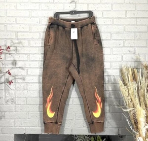 Nike Graphic Flame Heavyweight Athletic Gym Brown Jogger Sweatpants Mens 3XL NEW - Picture 1 of 9