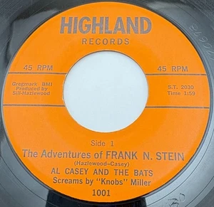Al Casey & The Bats The Adventures of Frank N Stein 45 Rockabilly Highland 1001 - Imagen 1 de 7