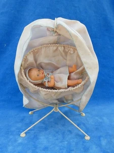 ADORABLE Cute RARE ++ TOP ! BERCEAU & BEBE Cradle & Baby - NOBEL ? - POUPEE Doll - Photo 1/13