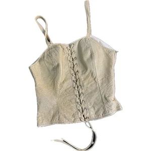 Vintage 90s EURO Gold Faux Snakeskin Leather Corset Top - Picture 1 of 7