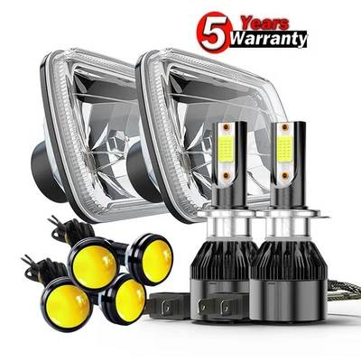 Pair For Ford F150 F250 F350 1978-1986 7x6 5x7 inch LED Headlights Hi-Low beam - Image 1 of 4