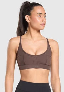 Sujetador deportivo mínimo Gymshark para mujer soporte medio marrón AthLeisure entrenamiento nuevo sin etiquetas - Imagen 1 de 7