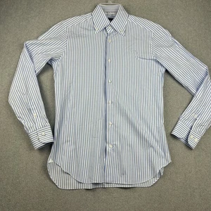 Barba Shirt Mens 40 15 3/4 Large Blue Stripe Button Down Italy Dress Classic - Picture 1 of 7