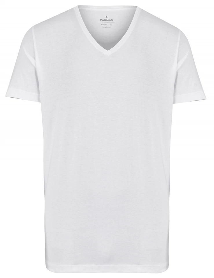 Ragman Herren T-Shirt Doppelpack Body Fit V-Ausschnitt weiß 48057 006 - Bild 1 von 1