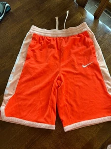 Unisex Boys Girls NIKE Basketball Shorts Size XL Orange Pull On Dri-Fit  - Picture 1 of 7