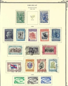 URUGUAY. 1951-58. GROUP of 40+ STAMPS USED AND HINGED MINT ON 3 PAGES - Foto 1 di 3