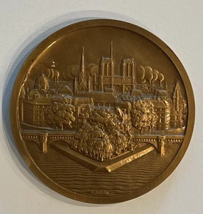 1927 Scene P. Turin Bronze Medallion Paris, L'île de la CIté, Island of the City - Picture 1 of 4