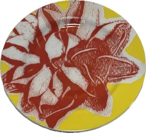 Anthropologie FIORE GRAFICO ceramica 8" INSALATIERA PIATTO rosso giallo ricambio - Foto 1 di 5