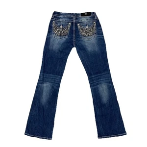 Miss Me Jeans Women’s 28x30 Bootcut Rhinestone Flap Pocket Embellished Denim - Picture 1 of 13