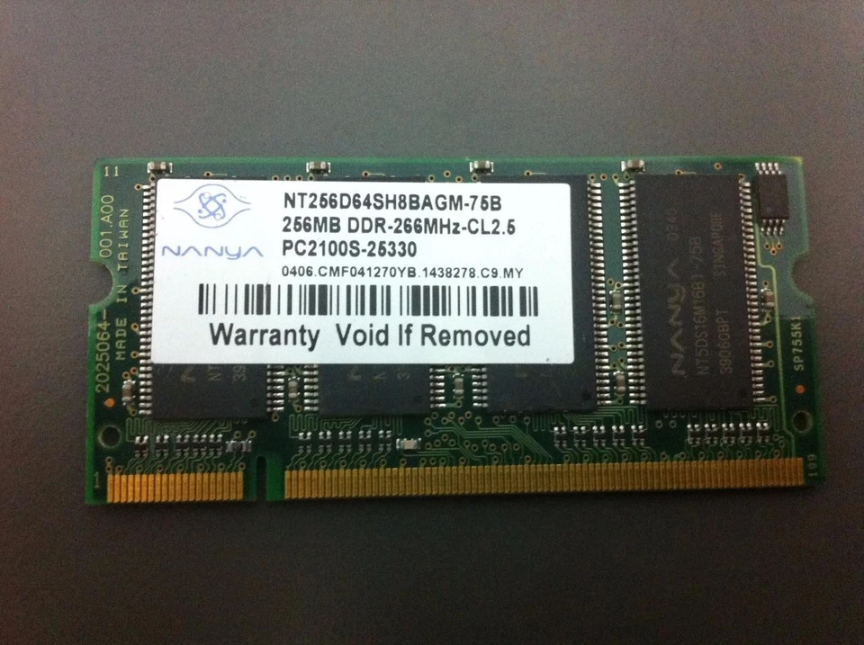 NT256D64SH8BAGM-75B - NANYA , 256MB, DDR-266MHz-CL2.5, PC2100S-25330 - Image 1 of 1