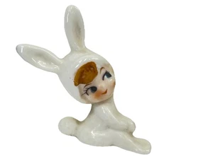 Vintage Ceramic Kitschy Bunny Girl Pixi Figurine Japan 2.25" Easter Decor - Bild 1 von 9