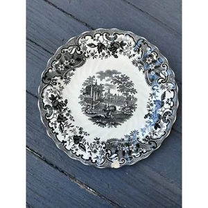 Vintage 1928 Copeland England Late SPODE - Black + White - 9" Dinner Plate CHIP - Picture 1 of 4