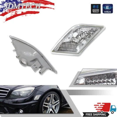 For 2008 09-2011 Mercedes Benz W204 C-Class Pair Side Marker Lights Clear Lamps - Image 1 of 4