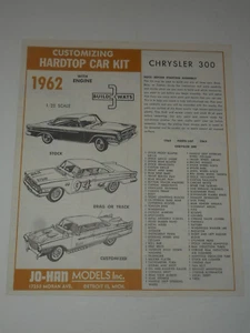 JO HAN 1962 CHRYSLER 300 HARDTOP modello 4662 solo foglio istruzioni e elenco ricambi - Foto 1 di 5