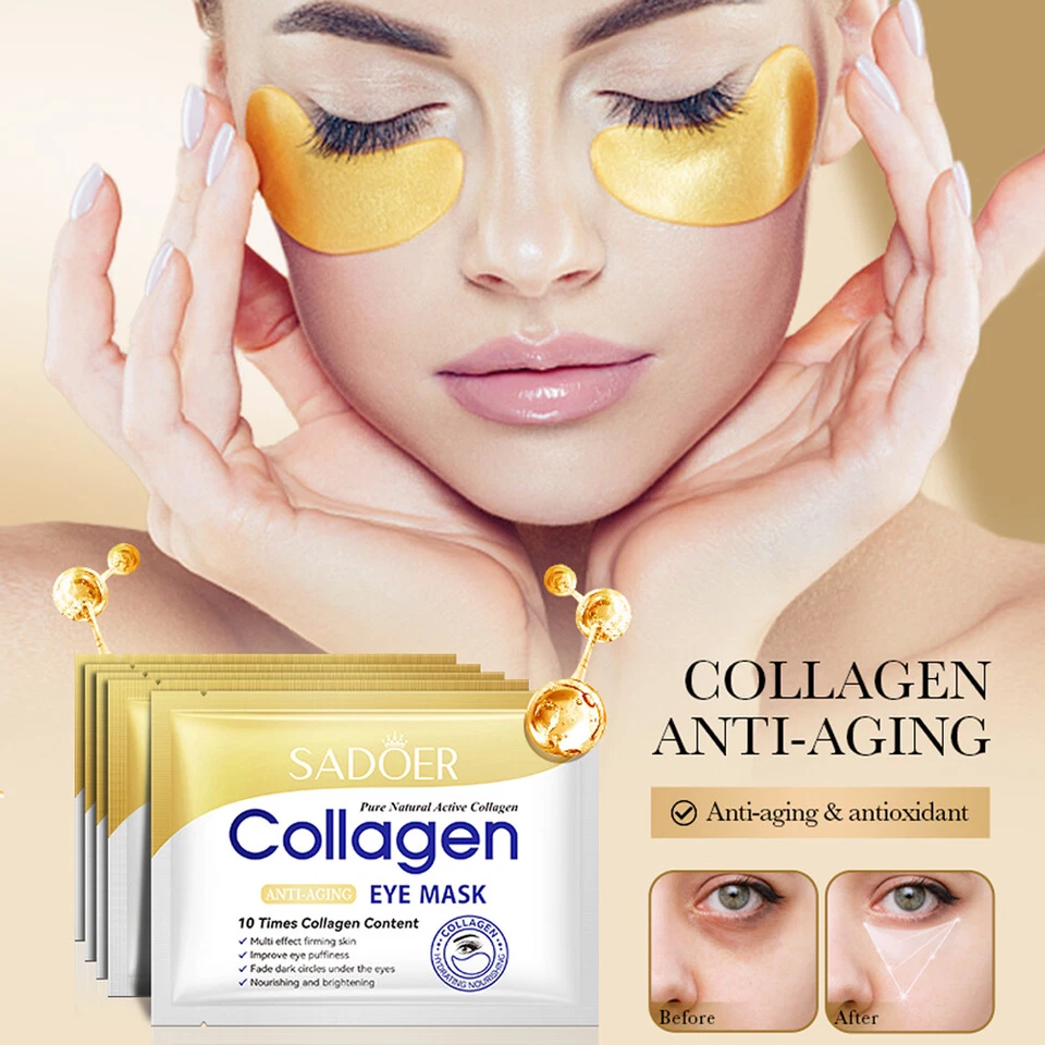 10Pcs Under Eye Gel Patch Collagen Eye Mask Anti Wrinkle Remove Bag&Dark Circles - Image 1 of 4