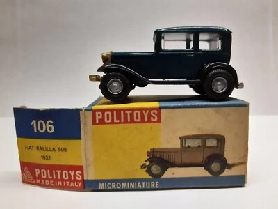POLITOYS APS N.106 FIAT BALILLA 508 1932 S.1/45 MICROMINIATURE ORIGINAL BOX 1963 - Immagine 1 di 4