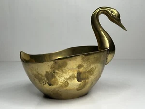 Brass Swan Trinket Bowl Dish India Penco Industries Needs Polished - Picture 1 of 12