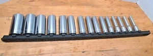 TEKTON SAE Socket Set 3/8 Drive Deep 12pt 15pc 1/4-1 Inch Twist Lock Rail NEW - Picture 1 of 22