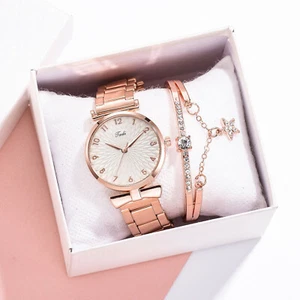 Women's Fashion Casual Alloy Bracelet Quartz Watches Set Girl's Birthday Present - Picture 1 of 25