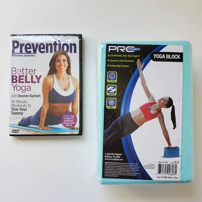 Pro Strength Yoga Block & 10 Min Belly DVD Comfortable Non-Slip Support Balance - Image 1 of 4