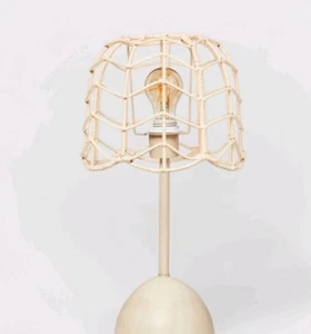 Pillowfort Rattan Table Lamp, Cute Dimmable Kids Bedroom Open Shade Desk Light - Picture 1 of 3