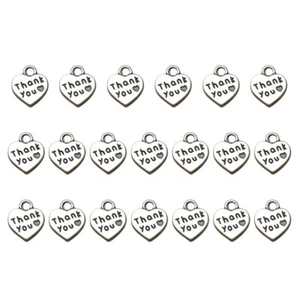 20PCS Danke Schriftzug Charm Alloy Heart Shape Dankbare Worte Anhänger Charms