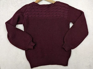 Vtg Liz Claiborne Womens M Burgundy 100% Wool Sweater Cable Rib Knit Pullover - Picture 1 of 9