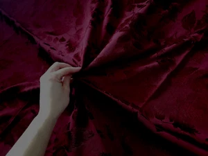 Autumn Leaf Damask Burgundy Deep Wine Thanksgiving Rectangle Tablecloth 55 x 80" - Picture 1 of 4