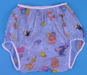 Nietrzymanie moczu NOWE Gary Plastikowe spodnie Rozmiar dla dorosłych MEDIUM Niebieska karuzela Design - Zdjęcie 1 z 1