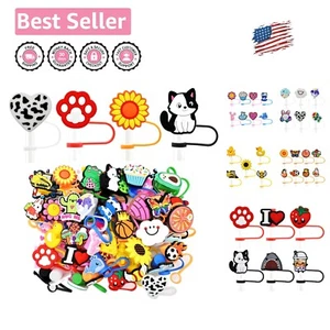 Bulk 100PCS Reusable Straw Caps - Decorative Covers for 10mm Tumbler Straws - Picture 1 of 8