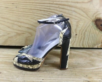 Zapatos Miu Miu Mujer 9 Tacones Serpiente Pitón Cuero Plataforma Hebilla 2003 De Colección Y2K Foto 1 de 4