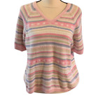 Vintage Russ A Liz Claiborne Company” Short Sleeve Sweater Stripes Sz M