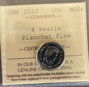 Canada - 10 Cents - 2023 - 4 Pearls; Planchet Flaw - ICCS Certified - MS-64 - Picture 1 of 3