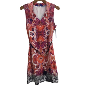 Antonio Melani Elaine Floral Paisley Belted Shift Dress Cayenne/Orchid Sz 10 NWT - Picture 1 of 12