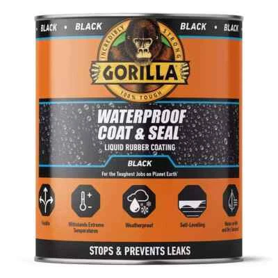 Gorilla Glue Waterproof Coat & Seal Liquid Rubber Coating Black 473ml